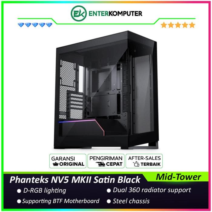 Phanteks NV5 MKII Satin Black D-RGB Near-seamless Glass View Full Tower Case - foto 1