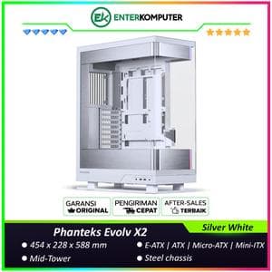 Phanteks Evolv X2 Silver White Unique See-through Glass Mid-Tower Case - foto 1