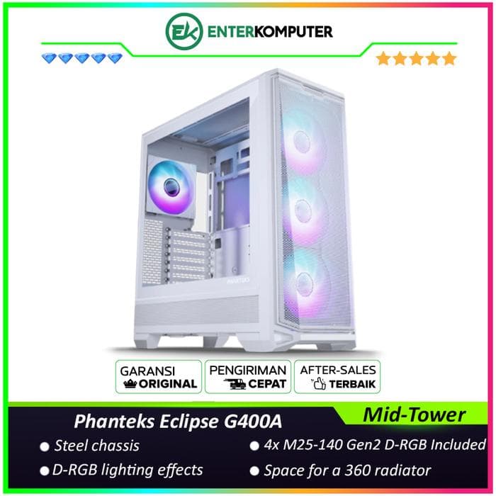 Phanteks Eclipse G400A Matte White D-RGB Spacious Mid-Tower - foto 1