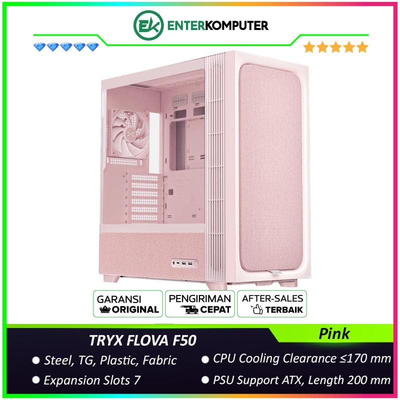 TRYX FLOVA F50 Pink Mid-Tower ATX Case - foto 1