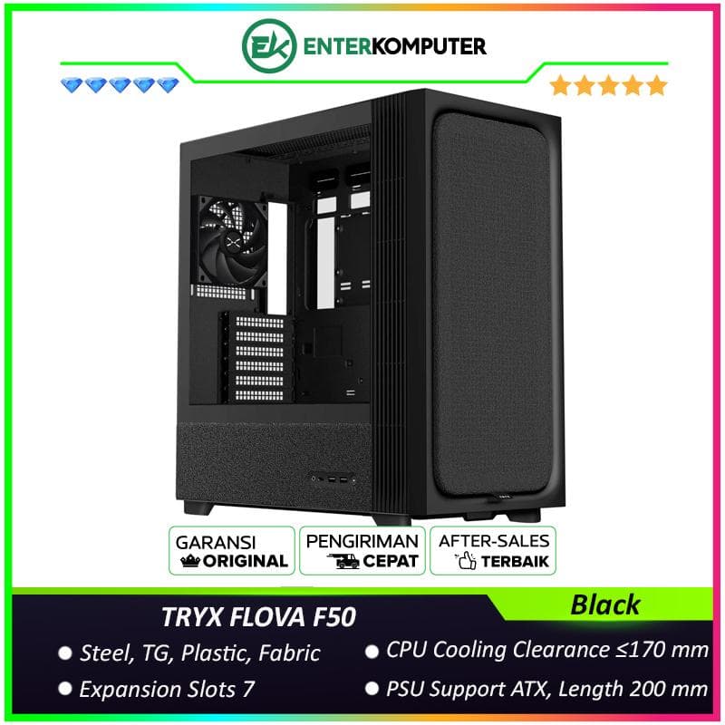 TRYX FLOVA F50 Black Mid-Tower ATX Case - foto 1