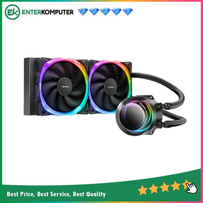 Antec Vortex 240 ARGB Liquid Cooler - Suspended Spiral Pump Head Design - 2x Fusion 120 PWM ARGB Fan - foto 1
