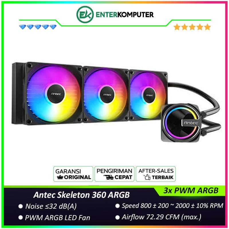 Antec Skeleton 360 ARGB - Skeleton-Frame Pump Head Design - Extreme Cooling Performance - Highly Efficient Cooling Pump - 3x PWM ARGB Fan - foto 1