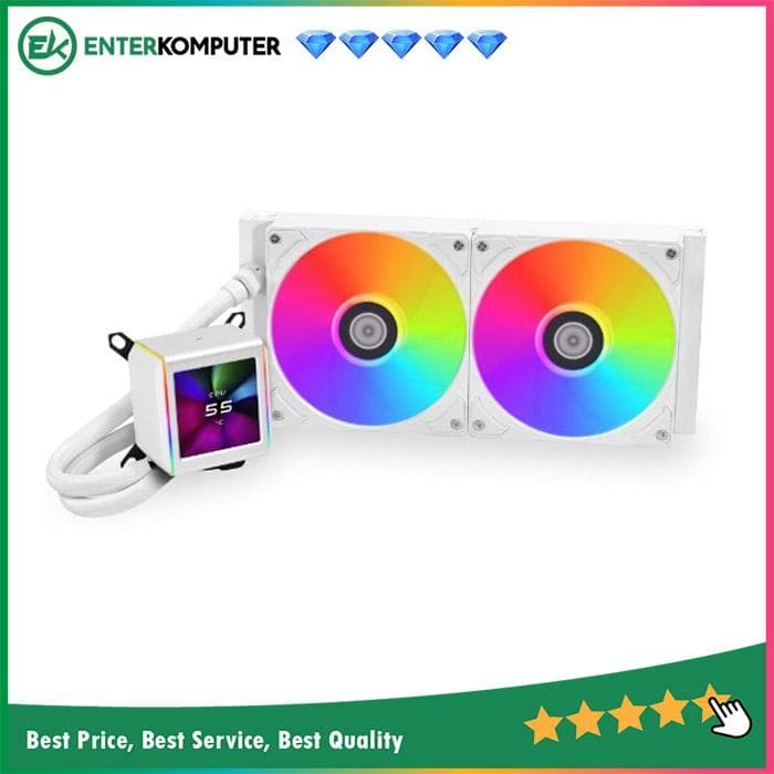 LIAN LI GALAHAD II LCD 280 WHITE with 2.88” IPS LCD Screen - Asetek 8th Gen Pump - AIO EXTREME COOLING - Daisy-Chained ARGB Fan - foto 1