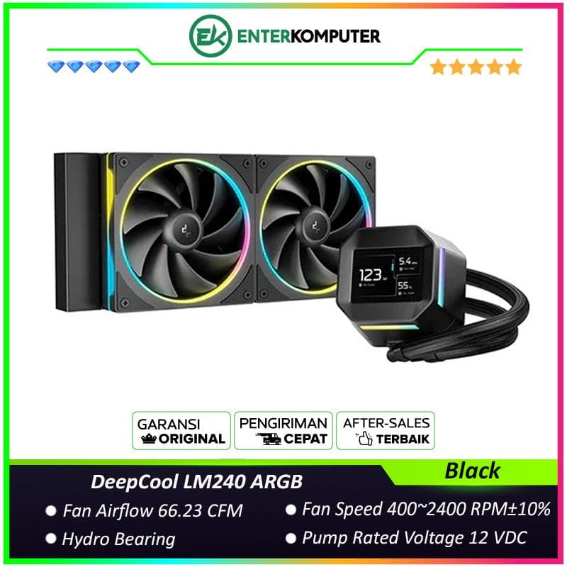 DeepCool LM240 ARGB 240mm Liquid Cooler with 2.4 LCD Screen - foto 1