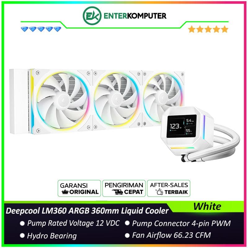 DeepCool LM360 White ARGB 360mm Liquid Cooler with 2.4 LCD Screen - foto 1