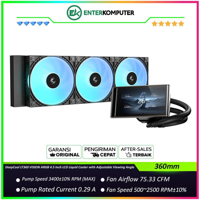 DeepCool LT360 VISION ARGB 4.5 Inch LCD Liquid Cooler with Adjustable Viewing Angle - foto 1