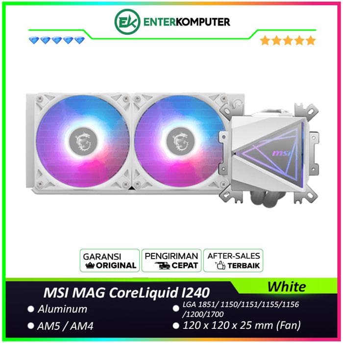 MSI MAG CoreLiquid I240 White - Support LGA1700/LGA1851/AM5 - foto 1