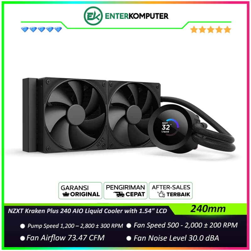 NZXT Kraken Plus 240 240mm AIO Liquid Cooler with 1.54 LCD - foto 1