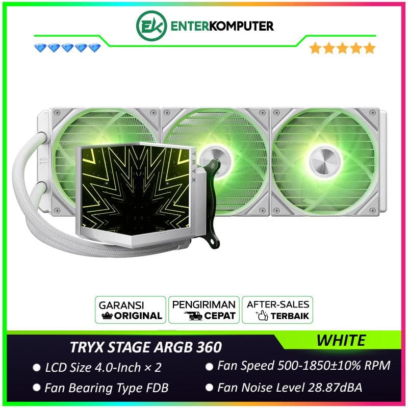 TRYX STAGE ARGB 360 WHITE Dual Screen IPS Display Liquid Cooler - foto 1
