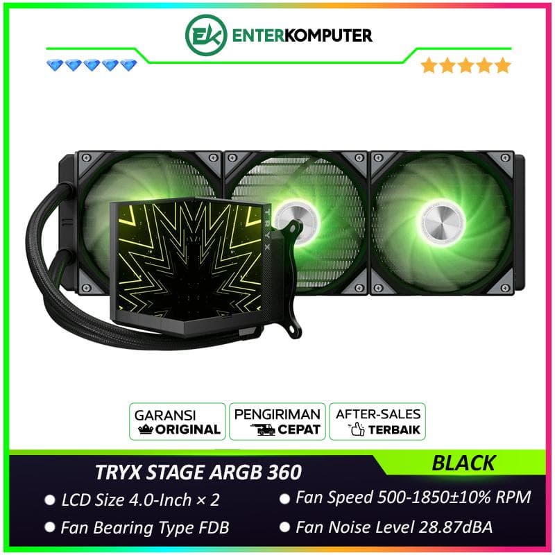 TRYX STAGE ARGB 360 BLACK Dual Screen IPS Display Liquid Cooler - foto 1