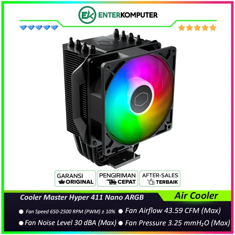 Cooler Master Hyper 411 Nano ARGB 92mm Single Tower CPU Cooler - foto 1