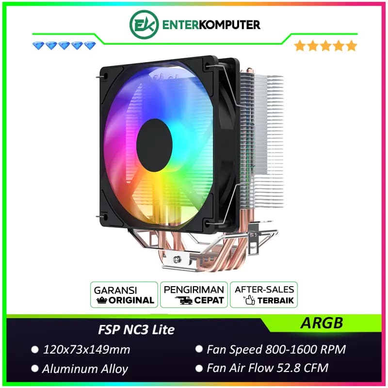 FSP NC3 Lite - ARGB Single Tower CPU Cooler - foto 1