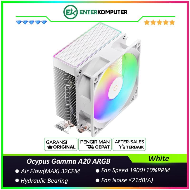 Ocypus Gamma A20 ARGB White 92mm Fan Small Tower Air Cooler - foto 1