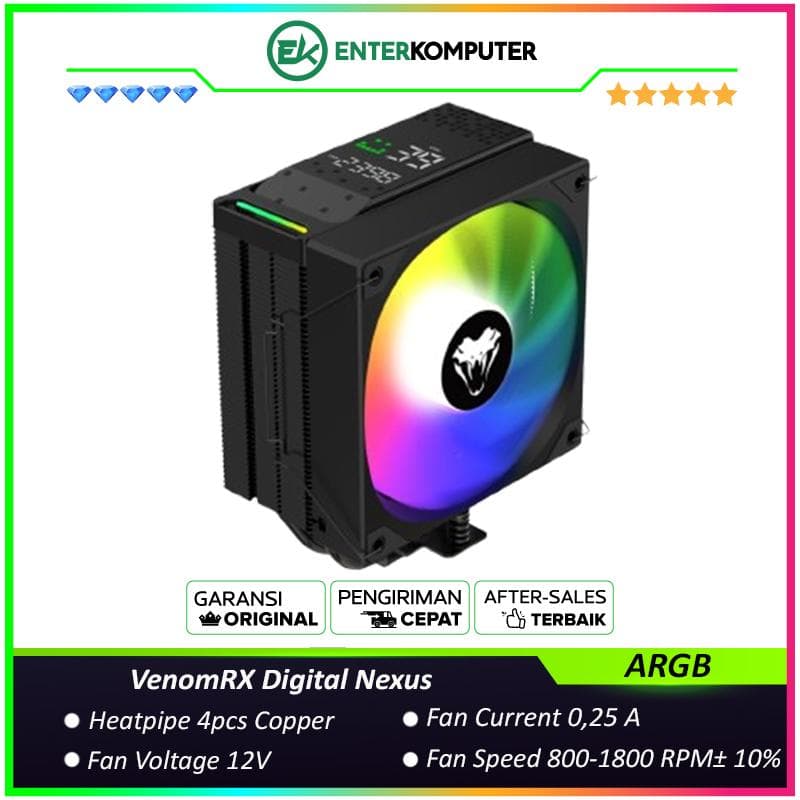 VenomRX Digital Nexus ARGB CPU Cooler with Digital Display - foto 1