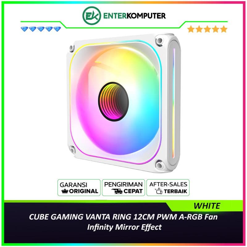 CUBE GAMING VANTA RING WHITE 12CM PWM A-RGB Fan - Infinity Mirror Effect - foto 1