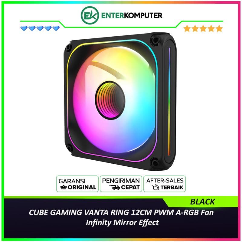 CUBE GAMING VANTA RING BLACK 12CM PWM A-RGB Fan - Infinity Mirror Effect - foto 1