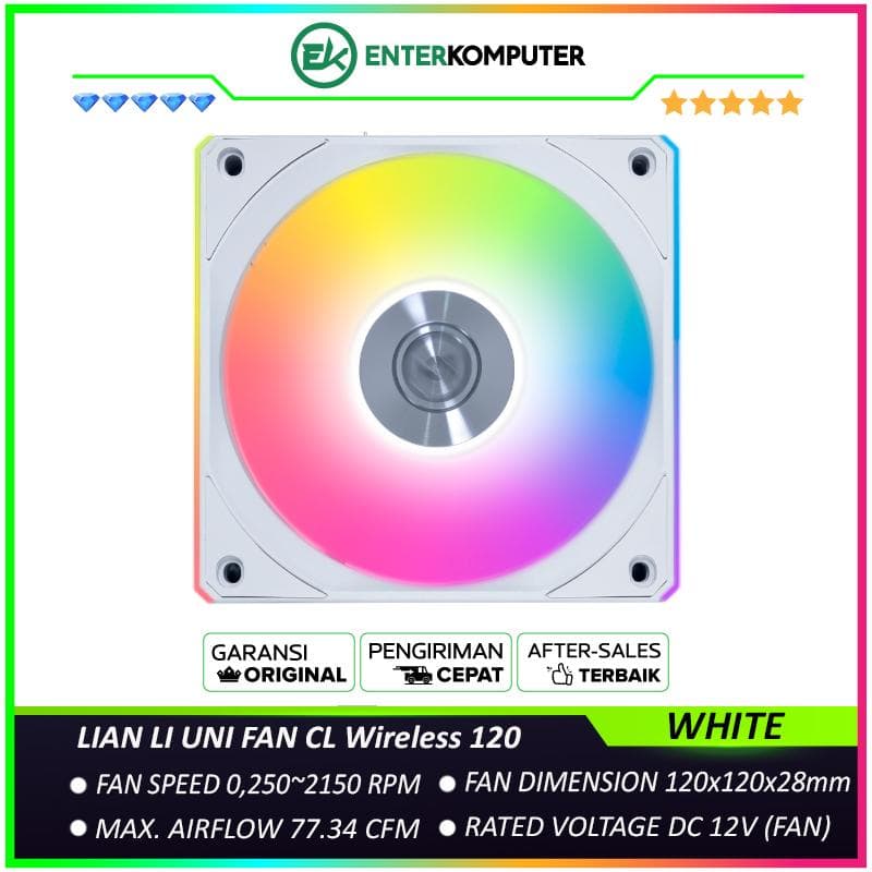 LIAN LI UNI FAN CL Wireless 120 WHITE Single Pack - Two ARGB Light Zones - Balanced Performance with Quiet Operation - 12CL1W1W - foto 1
