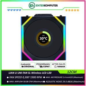 LIAN LI UNI FAN SL Wireless LCD 120 BLACK Single Pack with 1.6” LCD SCREEN - Two Light Zones for An Enhanced Visual Experience - 12SLLCD1W1B - foto 1