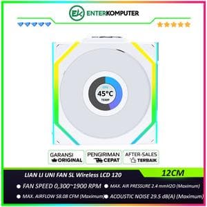 LIAN LI UNI FAN SL Wireless LCD 120 WHITE Single Pack with 1.6” LCD SCREEN - Two Light Zones for An Enhanced Visual Experience - 12SLLCD1W1W - foto 1