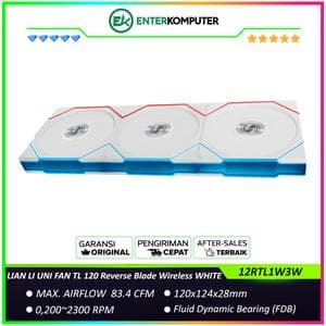 LIAN LI UNI FAN TL 120 Reverse Blade Wireless WHITE Triple Pack with Controller - Two Light Zones for An Enhanced Visual Experience - Noise-Optimized and Performance-Oriented Fan - 12RTL1W3W - foto 1