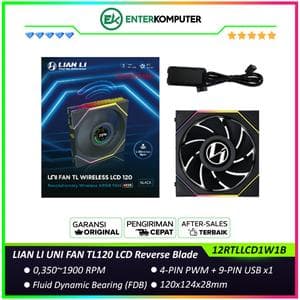 LIAN LI UNI FAN TL120 LCD Reverse Blade Wireless BLACK Single Pack with 1.6” LCD SCREEN - Two Light Zones for An Enhanced Visual Experience - Noise-Optimized and Performance-Oriented Fan - 12RTLLCD1W1B - foto 1