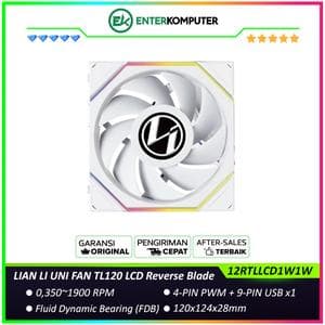 LIAN LI UNI FAN TL120 LCD Reverse Blade Wireless WHITE Single Pack with 1.6” LCD SCREEN - Two Light Zones for An Enhanced Visual Experience - Noise-Optimized and Performance-Oriented Fan - 12RTLLCD1W1W - foto 1