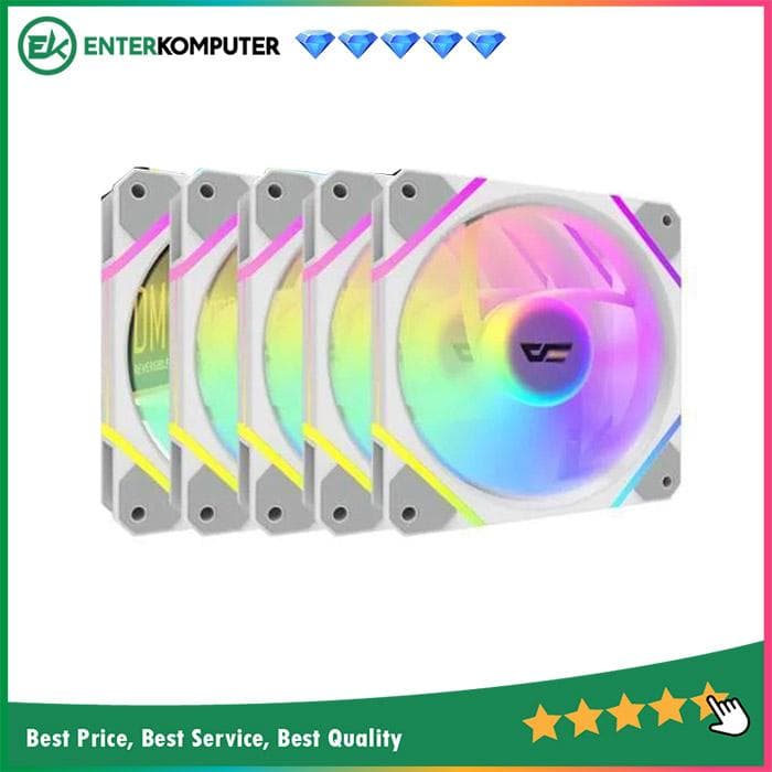 Aigo DarkFlash DM12 PRO White 12CM PWM A-RGB Fan (5 x 12CM Fan A-RGB) - foto 1
