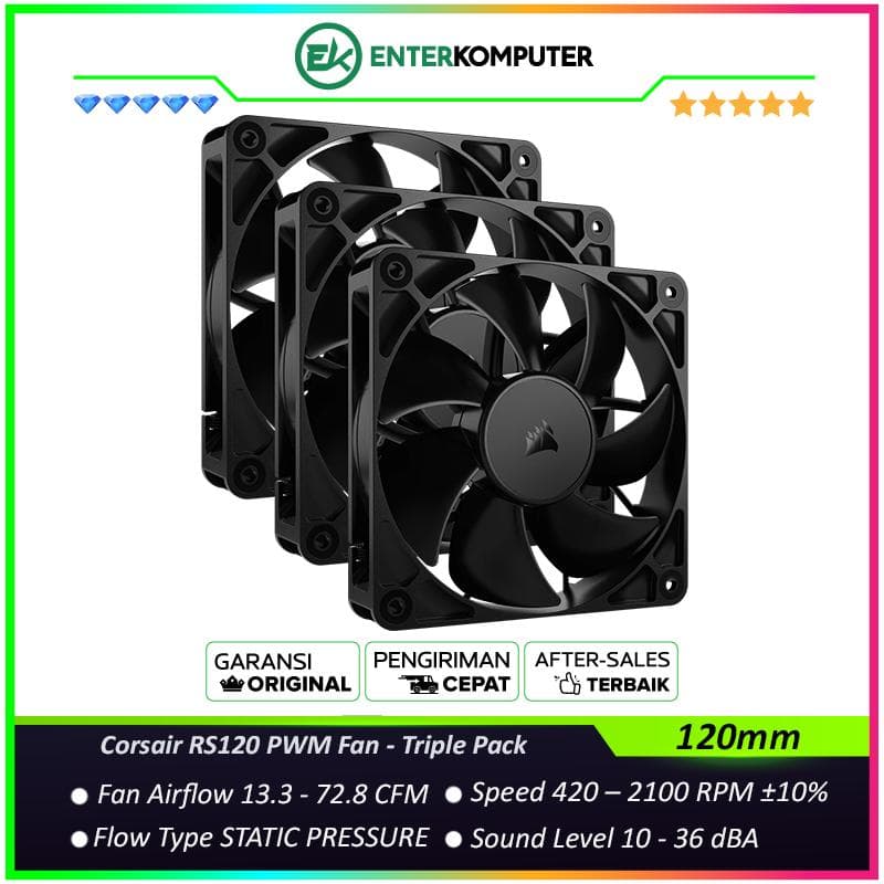 Corsair RS120 120mm PWM Fan - Triple Pack - foto 1