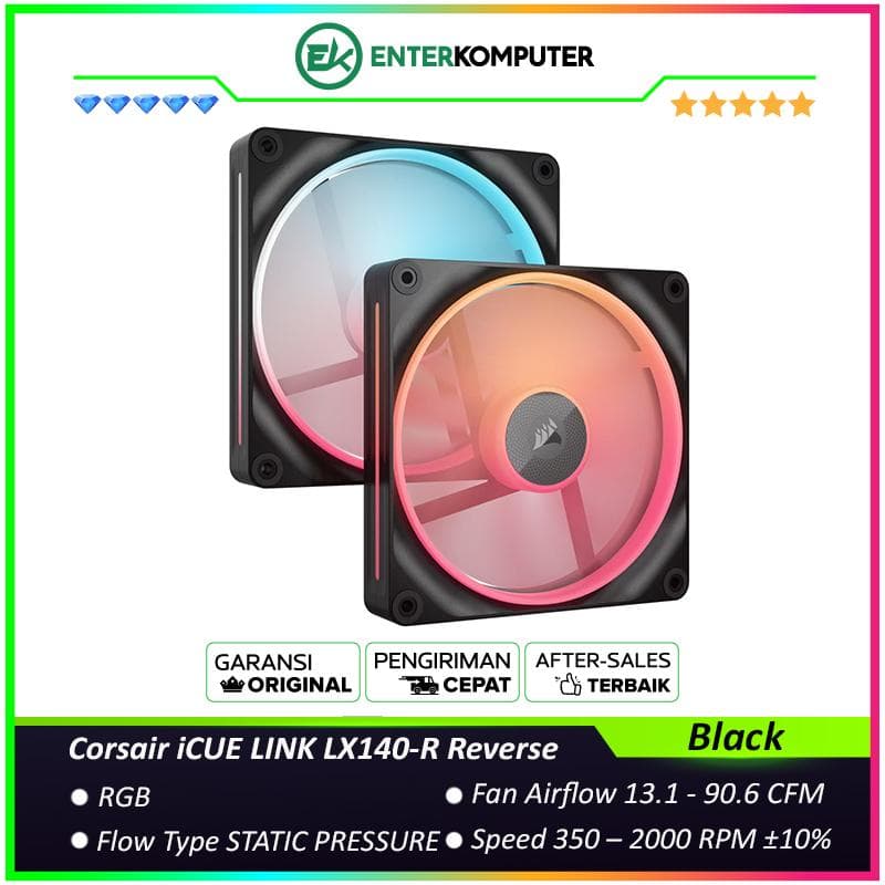 Corsair iCUE LINK LX140-R RGB 140mm PWM Reverse Fan - Dual Pack - foto 1