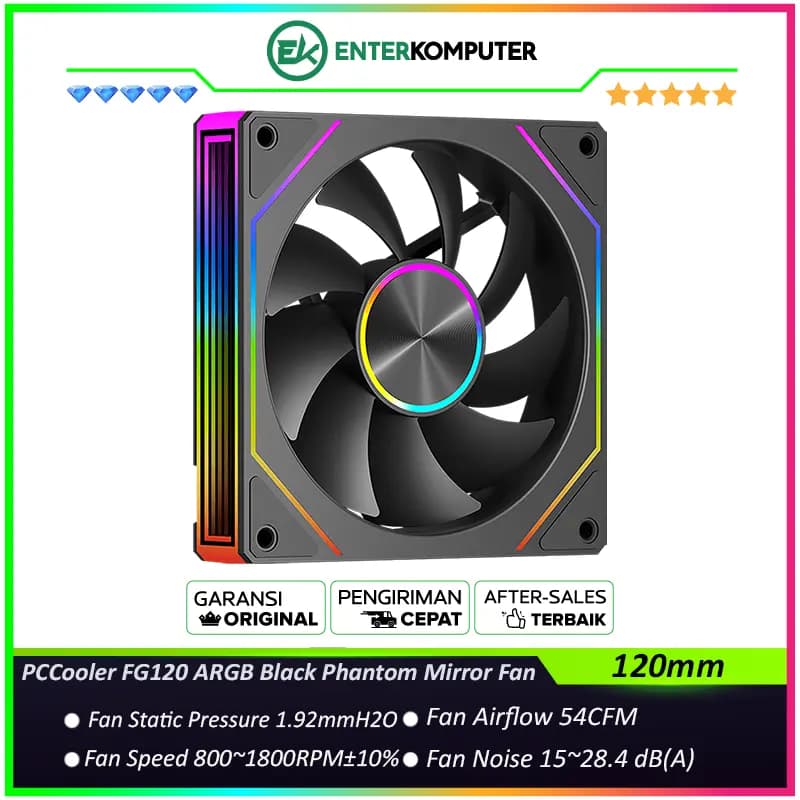PCCooler FG120 ARGB Black 120MM Low-noise Phantom Mirror Fan - foto 1