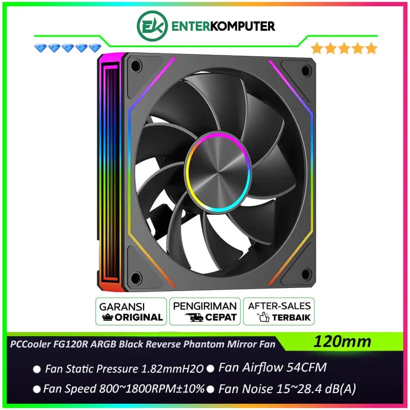 PCCooler FG120R ARGB Black Reverse 120MM Low-noise Phantom Mirror Fan - foto 1