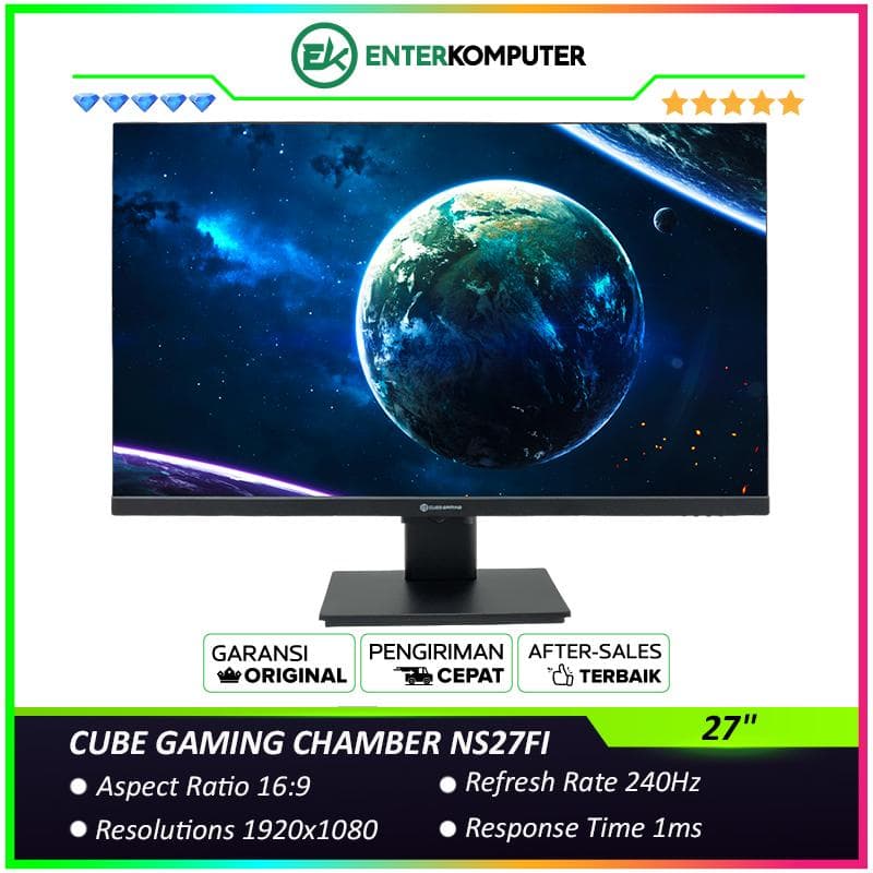 CUBE GAMING CHAMBER NS27FI 27 FHD IPS Frameless Design 240Hz Gaming Monitor (RGB Light) with G-SYNC - foto 1