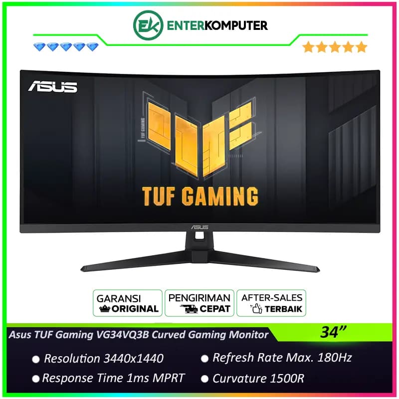 Asus TUF Gaming VG34VQ3B 34 WQHD 180Hz HDR400 Curved Gaming Monitor - foto 1