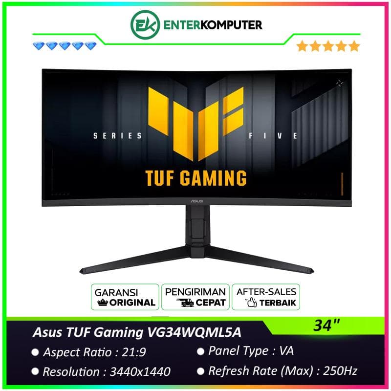 Asus TUF Gaming VG34WQML5A 34 WQHD 250Hz HDR400 Curved Gaming Monitor - foto 1
