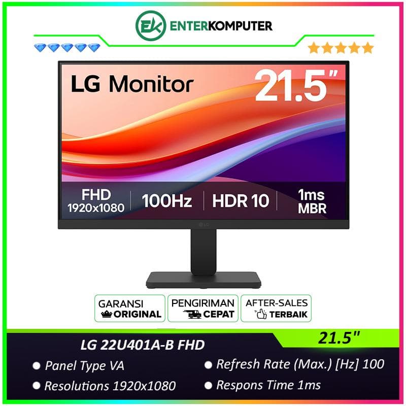 LG 22U401A-B 21.5 FHD 100Hz 3-Side Borderless Design HDR10 - foto 1