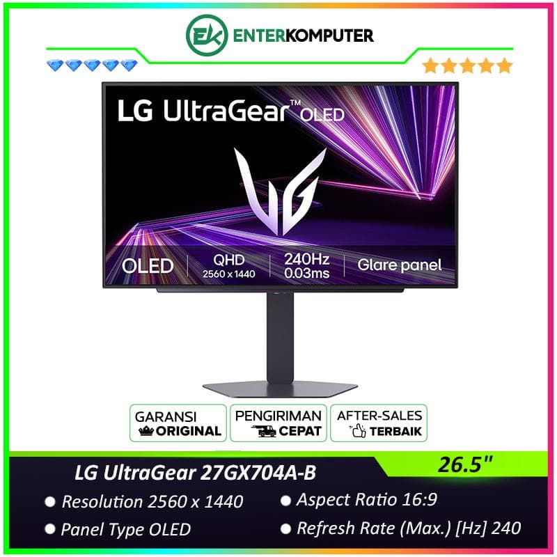 LG UltraGear 27GX704A-B 26.5 QHD W-OLED 240Hz HDR400 Gaming Monitor - foto 1