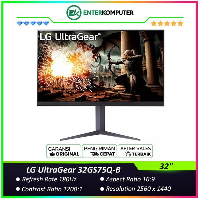 LG UltraGear 32GS75Q-B 32 QHD IPS 180Hz HDR400 Gaming Monitor - foto 1