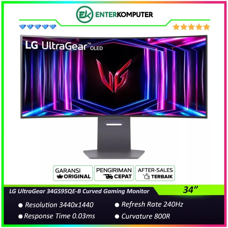 LG UltraGear 34GS95QE-B 34 WQHD OLED 240Hz HDR400 Curved Gaming Monitor - foto 1