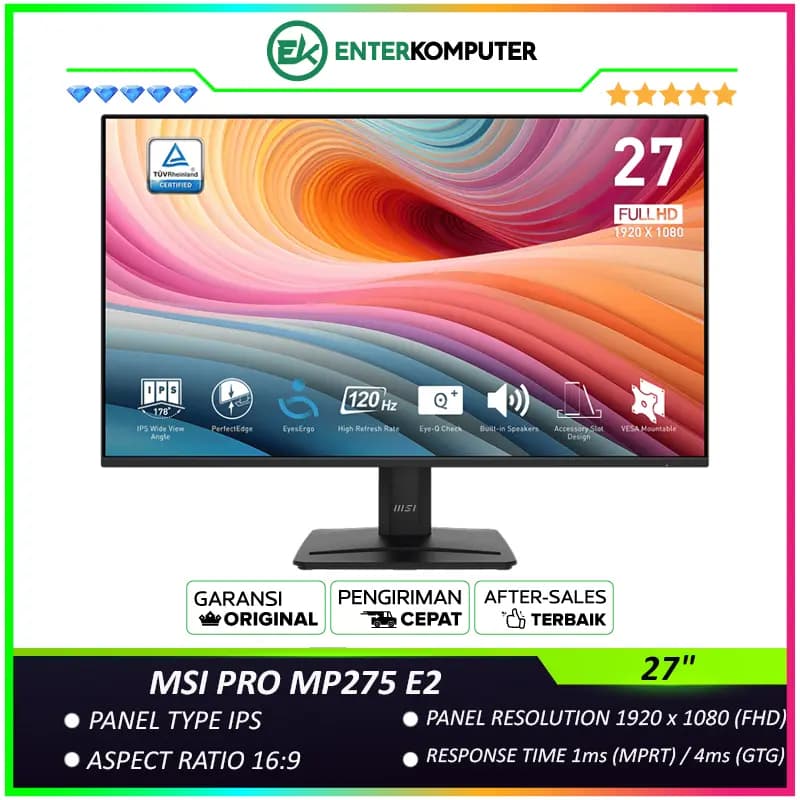 MSI PRO MP275 E2 27 FHD IPS 120Hz HDR Productivity Monitor Built-in Speaker - foto 1