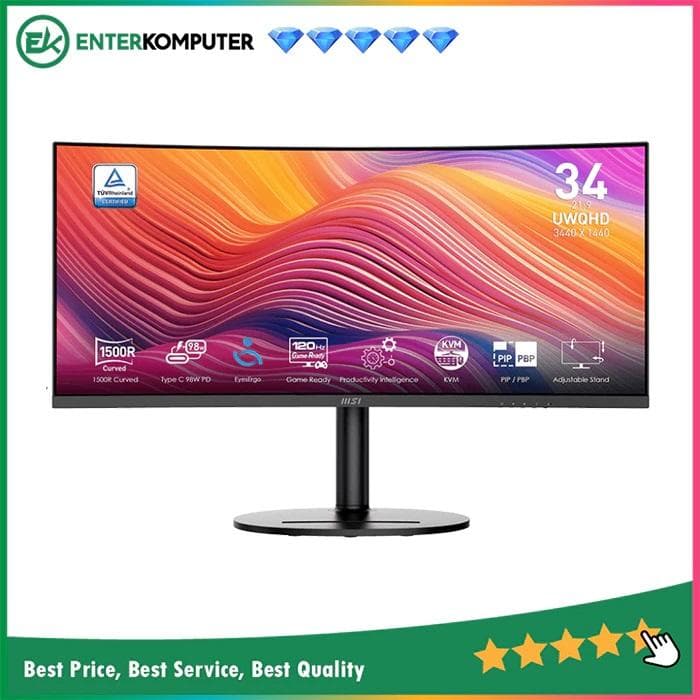 MSI Modern MD342CQP 34 UWQHD 120Hz HDR Curved Monitor Built-in Speaker - foto 1