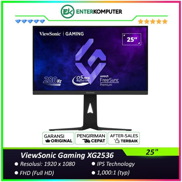 ViewSonic Gaming XG2536 25 FHD IPS 280Hz HDR10 USB-C Gaming Monitor - foto 1