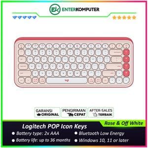 Logitech POP Icon Keys Compact Wireless Keyboard with Bold Design and Customizable Action Keys - Rose & Off White - foto 1