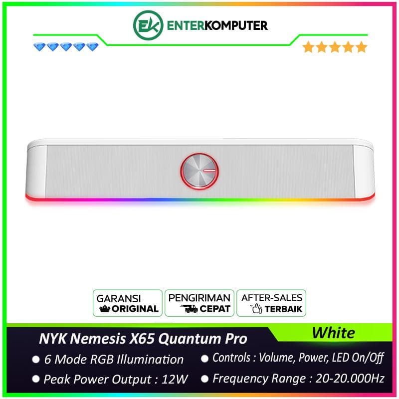 NYK Nemesis X65 Quantum Pro Stereo Soundbar Bluetooth RGB - White - foto 1