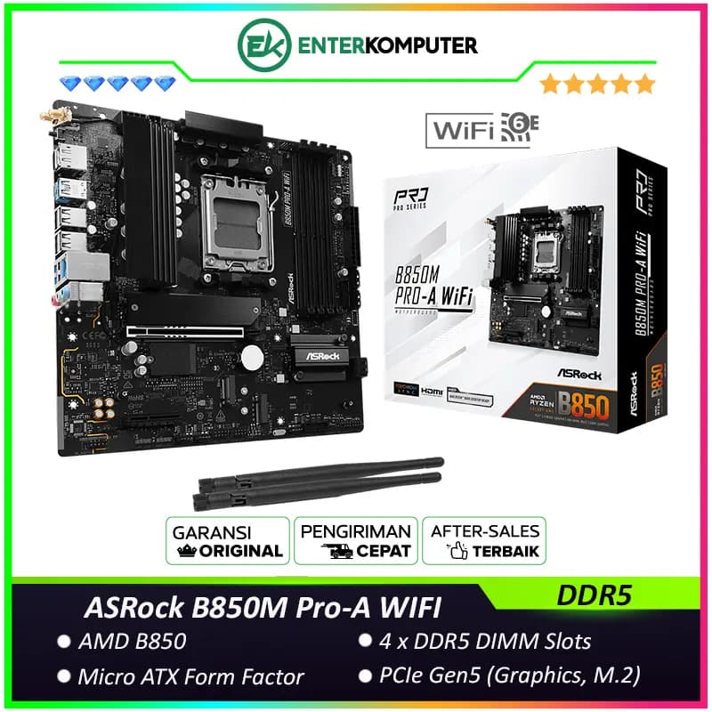 ASRock B850M Pro-A WIFI (AM5, AMD B850, DDR5, USB3.2 Type-C, SATA3) - foto 1