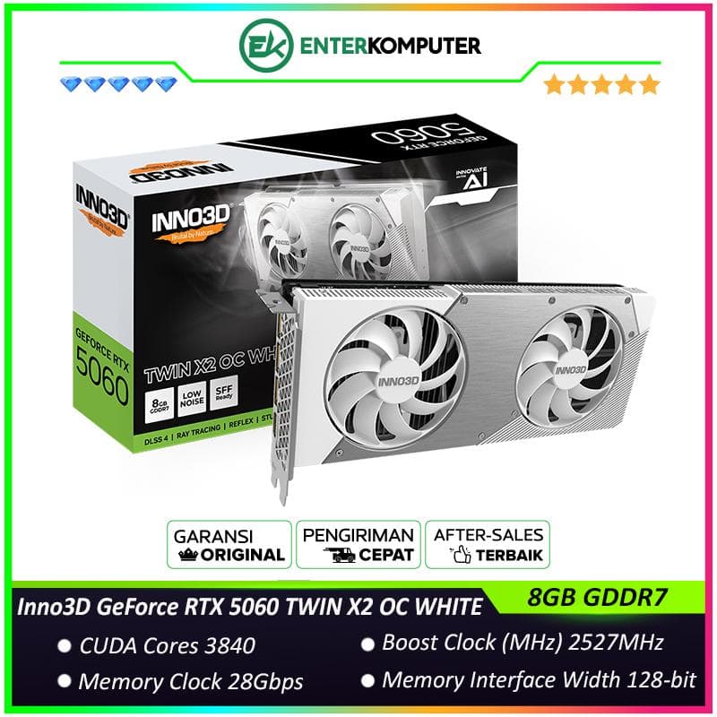 Inno3D GeForce RTX 5060 8GB GDDR7 TWIN X2 OC WHITE - DUAL FAN - Garansi 3 Thn - foto 1