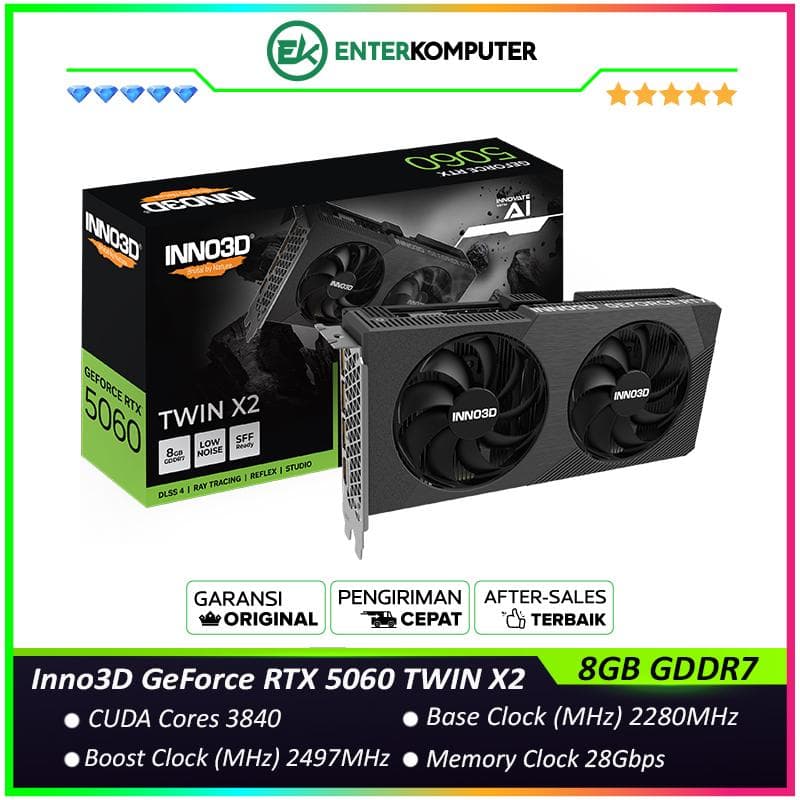 Inno3D GeForce RTX 5060 8GB GDDR7 TWIN X2 - DUAL FAN - Garansi 3 Thn - foto 1