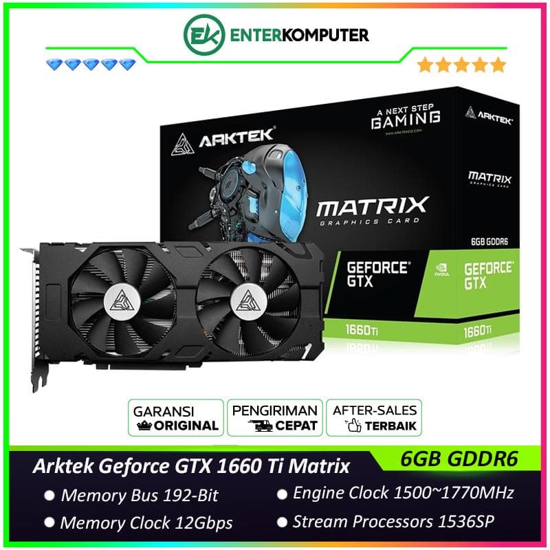 Arktek Geforce GTX 1660 Ti 6GB GDDR6 Matrix - DUAL FAN - Garansi 2 Thn - foto 1
