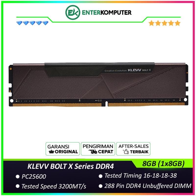 KLEVV BOLT X Series DDR4 PC25600 3200MHz 8GB (1x8GB) 16-18-18-38 - KD48GU880-32A160T - foto 1