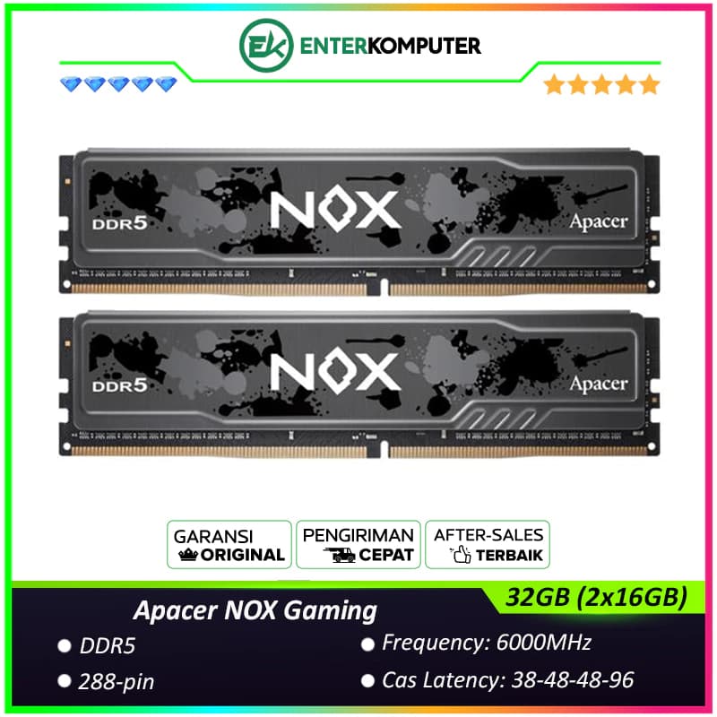 Apacer NOX Gaming DDR5 PC48000 6000MHz 32GB (2x16GB) 38-48-48-96 - AH5U32G60C622MBAA-2 - foto 1